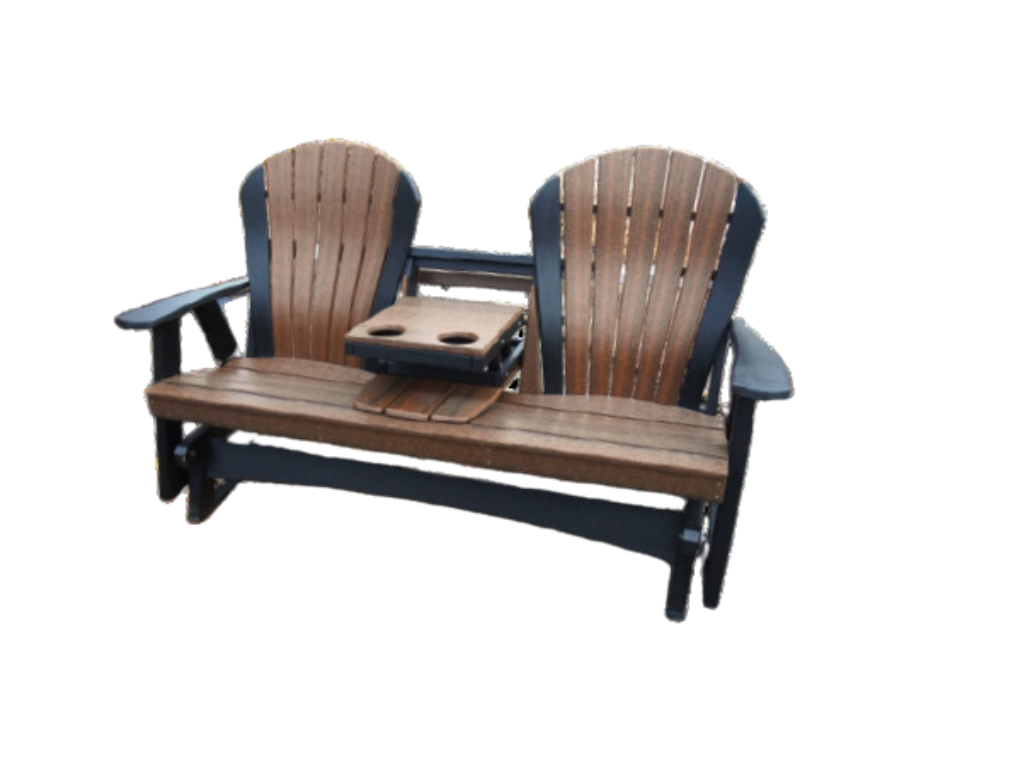 Cascade Black and Walnut Double Glider with Console - Retreat Home Furniture