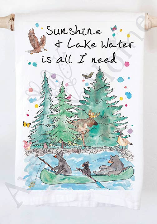 Sunshine & Lake / River Water Kitchen Towel - Retreat Home Furniture