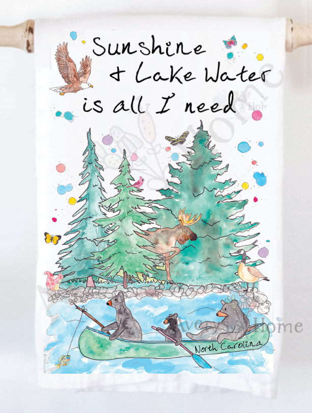 Sunshine & Lake / River Water Kitchen Towel - Retreat Home Furniture