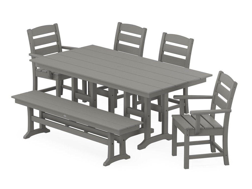 Lakeside 6-Piece Farmhouse Dining Set with Bench Photo
