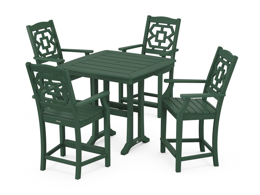 Chinoiserie 5-Piece Counter Set with Trestle Legs Photo