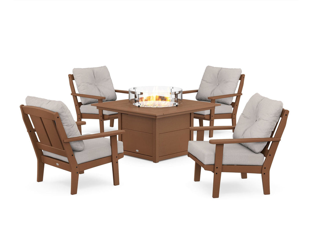 Mission 5-Piece Deep Seating Set with Fire Pit Table Retreat Home Furniture