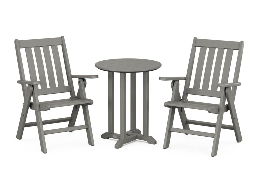 Vineyard Folding Chair 3-Piece Round Dining Set Photo