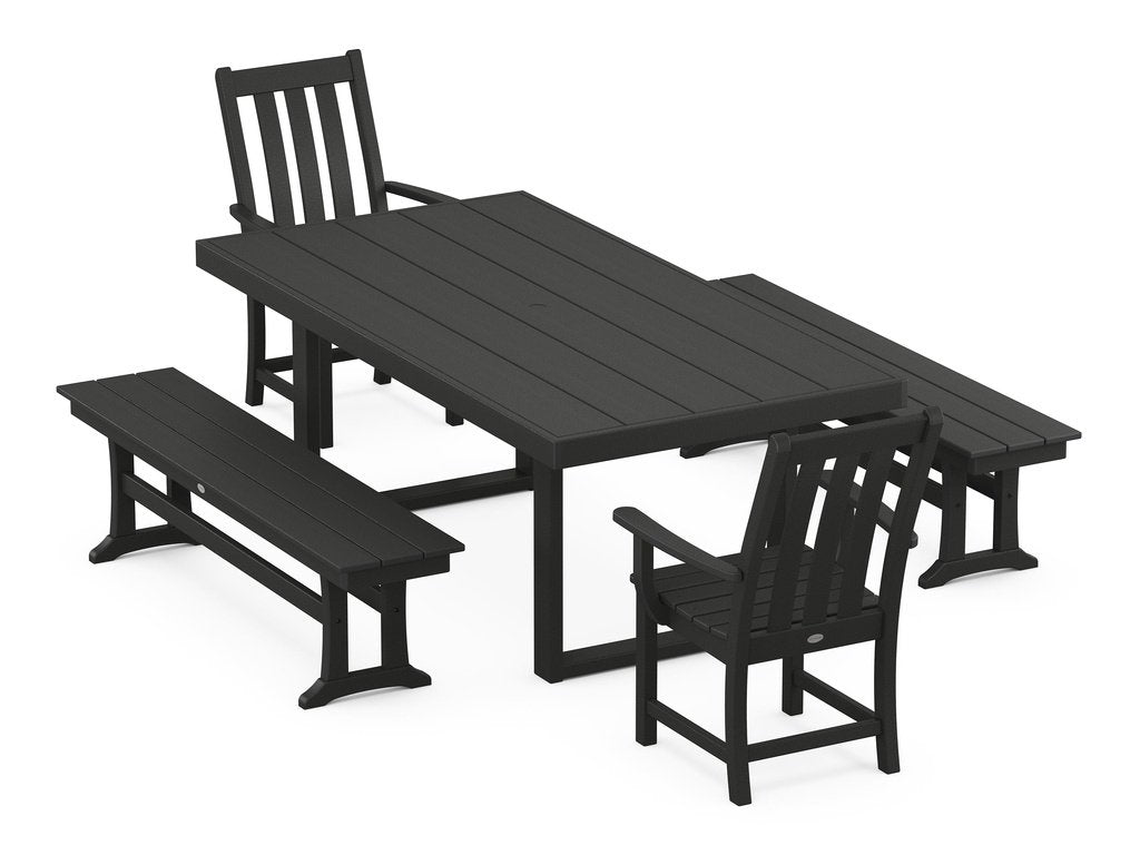 Vineyard 5-Piece Dining Set with Benches Photo