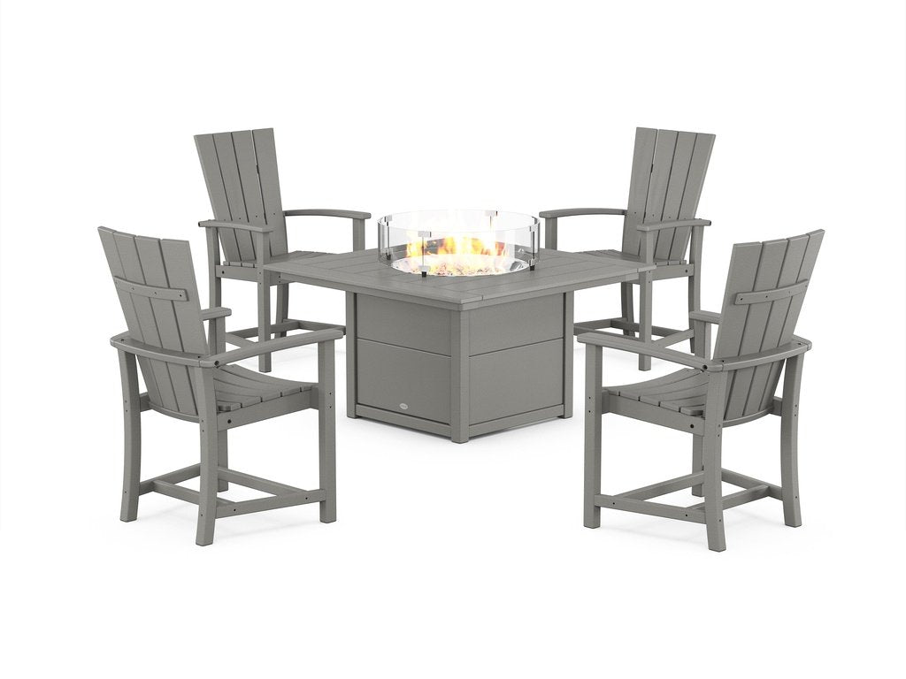 Quattro 4-Piece Upright Adirondack Conversation Set with Fire Pit Table Photo