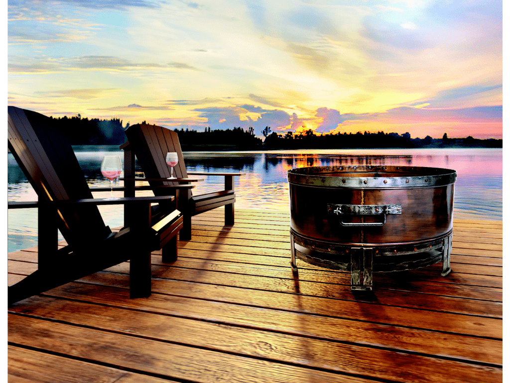 Round Copperstone Fire Pit With Top