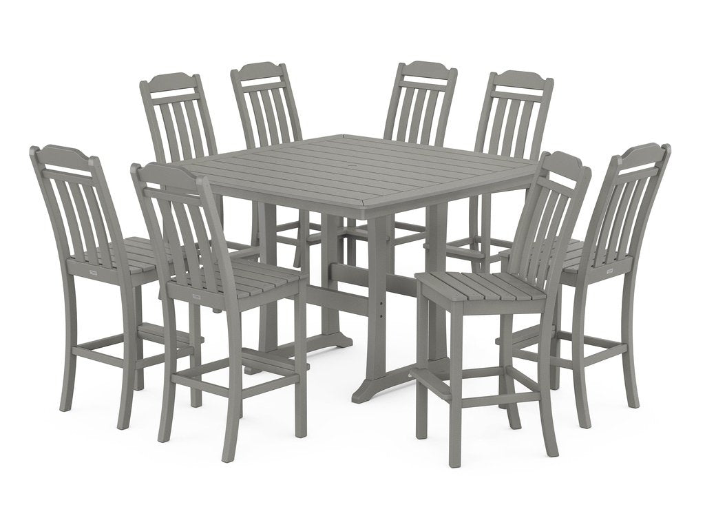 Country Living 9-Piece Square Side Chair Bar Set with Trestle Legs Photo