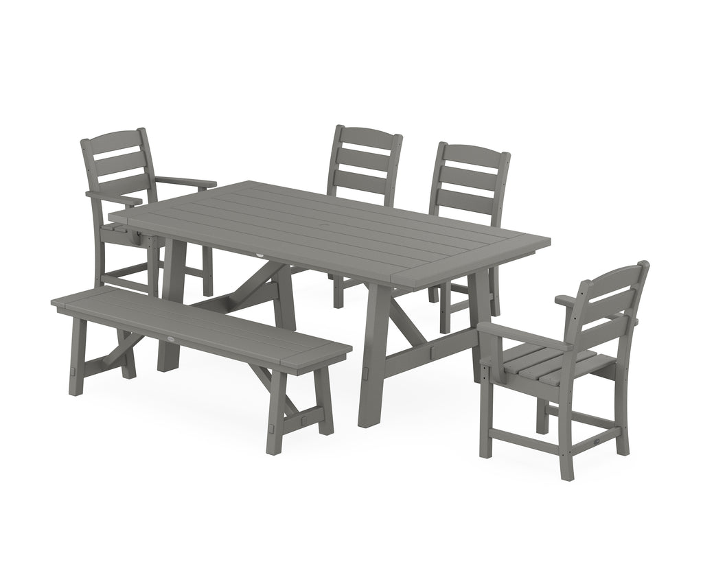 Lakeside 6-Piece Rustic Farmhouse Dining Set With Bench Photo