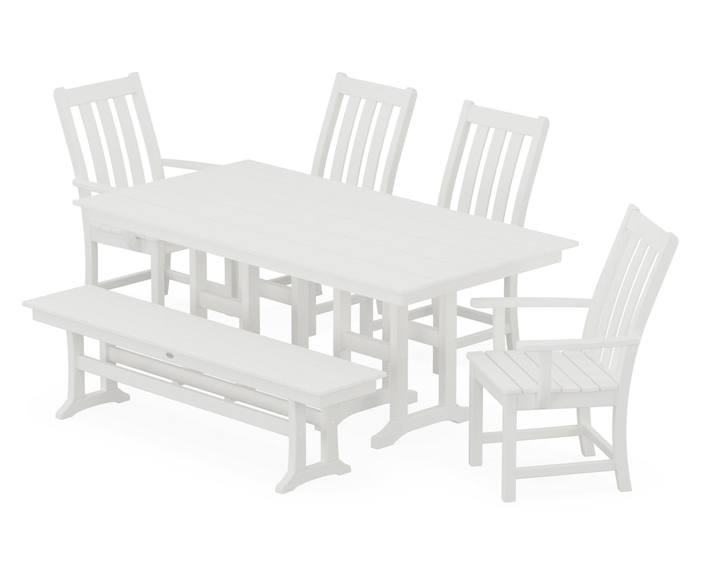 Vineyard 6-Piece Farmhouse Dining Set with Bench Photo