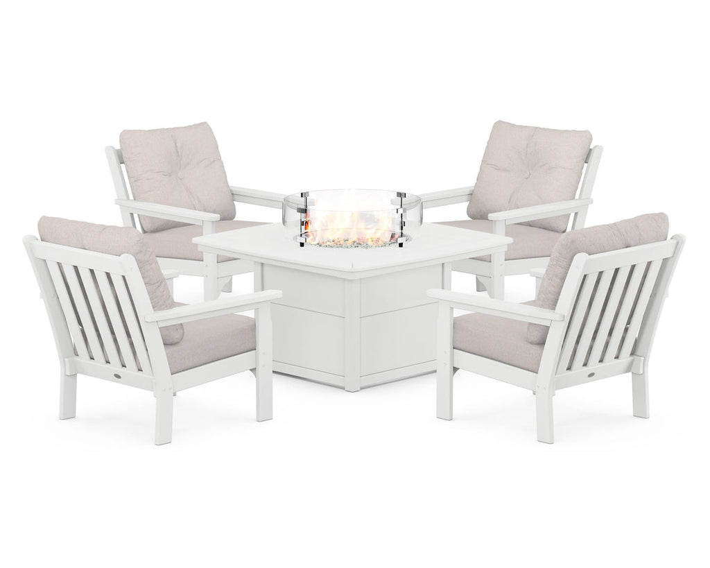 Vineyard 5-Piece Conversation Set with Fire Pit Table Retreat Home Furniture