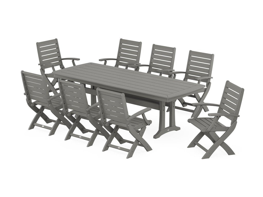 Signature Folding 9-Piece Dining Set with Trestle Legs Photo