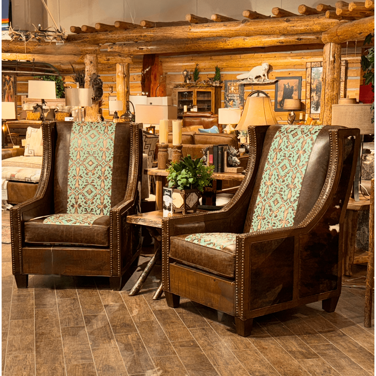 HICKORY CHAIR チェア ダイニングチェア 茶×チェック柄 アメリカ家具 中古品① Hickok Chair by Green Gables Furniture — Leather, Fabric