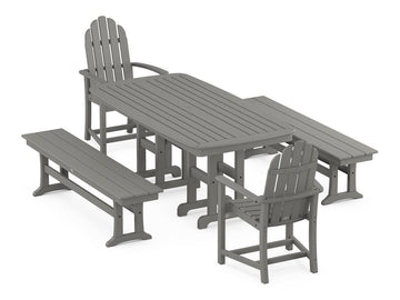 Classic Adirondack 5-Piece Dining Set with Benches Photo