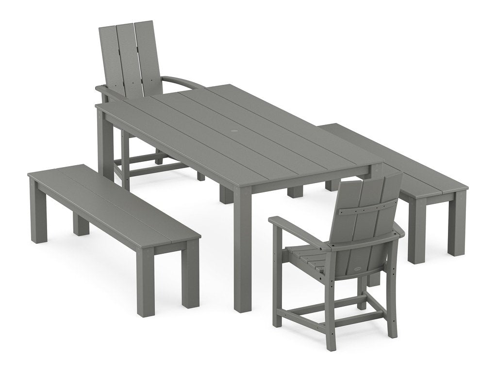 Modern Adirondack 5-Piece Parsons Dining Set with Benches Photo