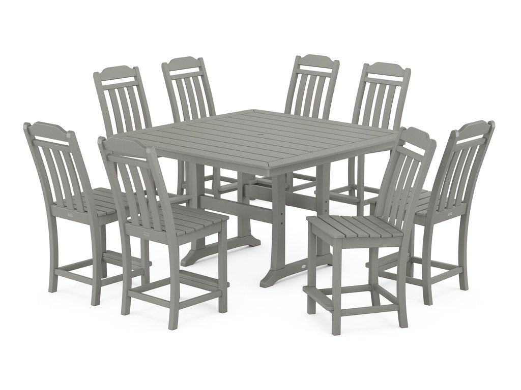 Country Living 9-Piece Square Side Chair Counter Set with Trestle Legs Photo