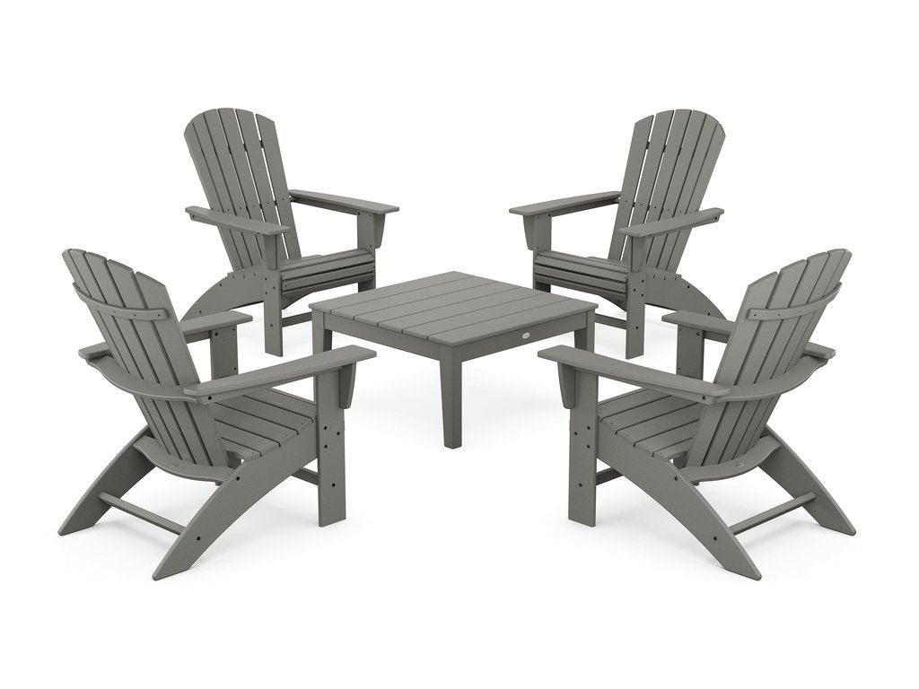 5-Piece Nautical Curveback Adirondack Chair Conversation Set with 36" Conversation Table Photo