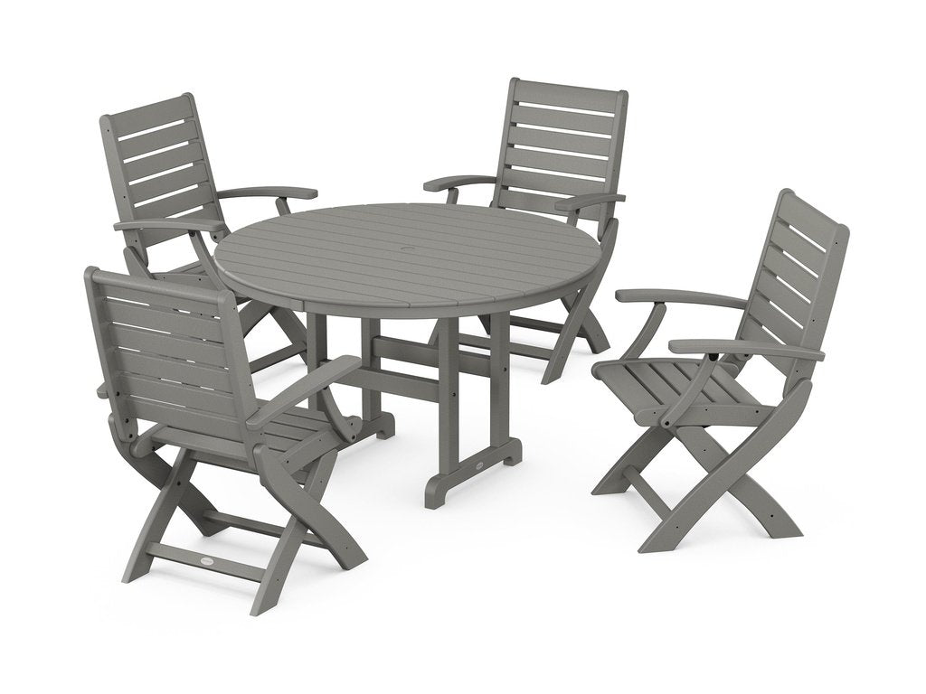 Signature Folding Chair 5-Piece Round Farmhouse Dining Set Photo