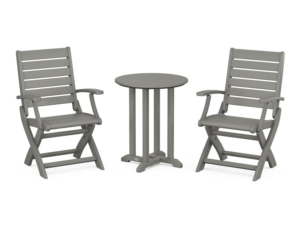 Signature Folding Chair 3-Piece Round Farmhouse Dining Set Photo