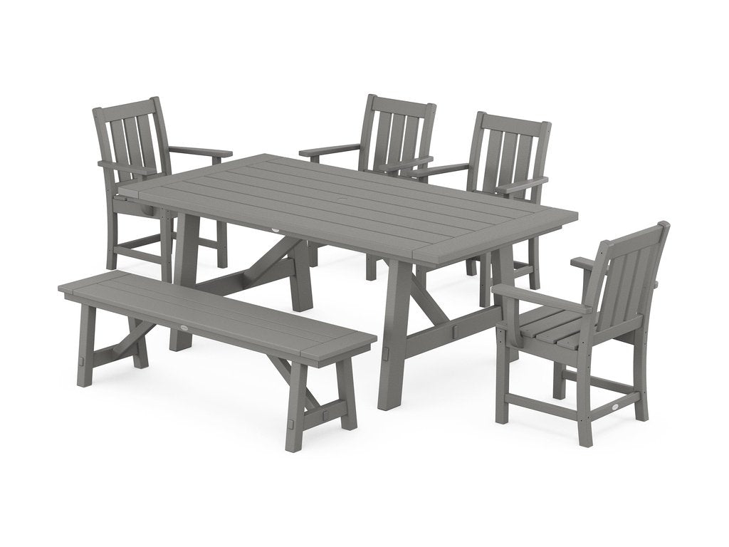 Oxford 6-Piece Rustic Farmhouse Dining Set with Bench Photo