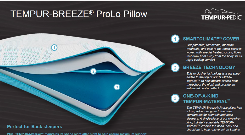 TEMPUR-Breeze ProLo Pillow - Retreat Home Furniture