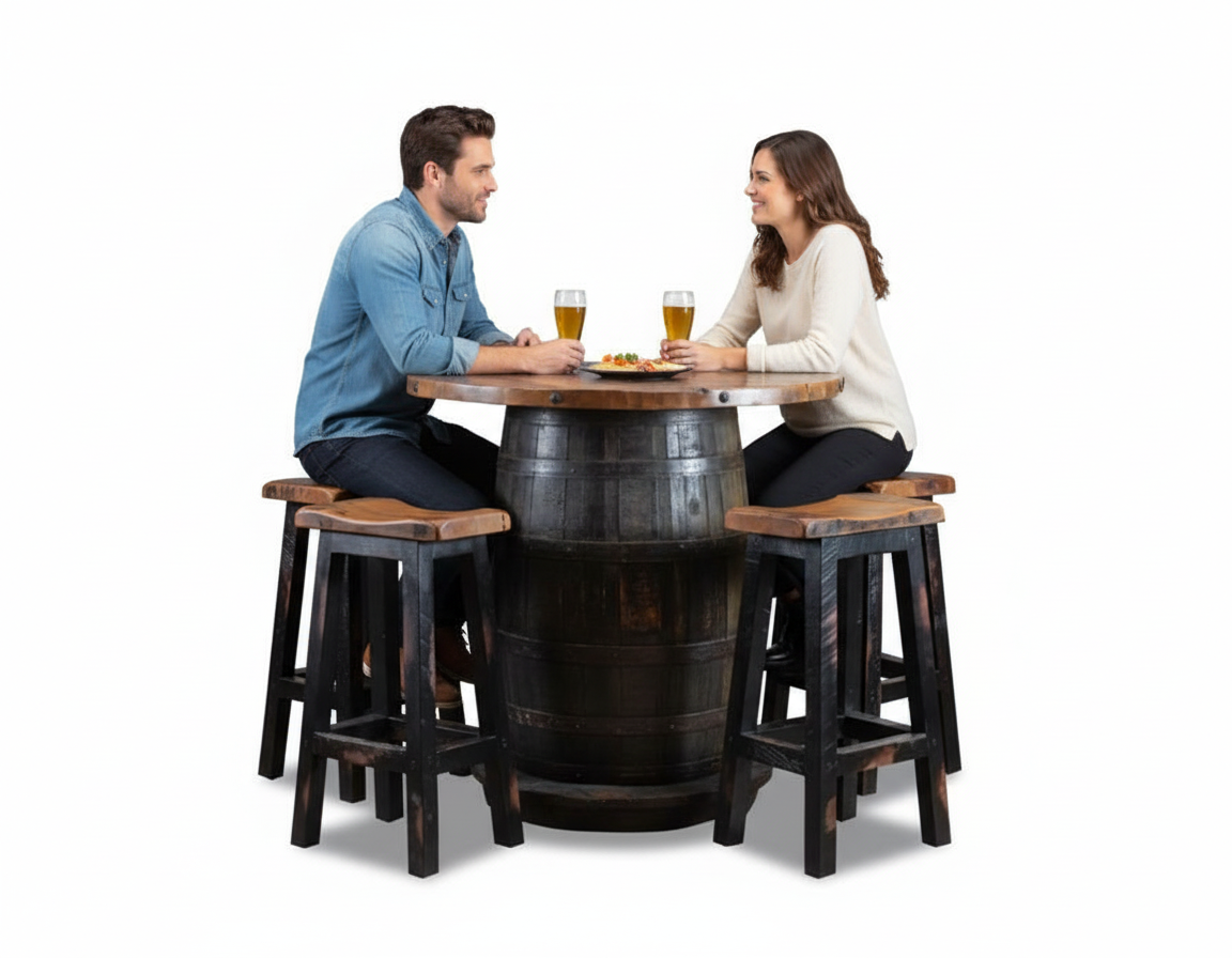 Wildwoods Pub Tables – Old Globe Granary Whiskey Barrel Pub Table
