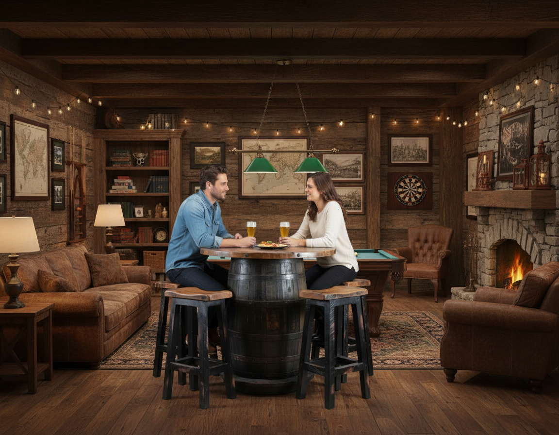 Wildwoods Pub Tables – Old Globe Granary Whiskey Barrel Pub Table