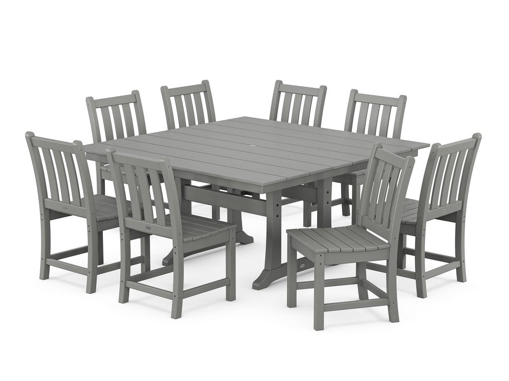 Traditional Garden 9-Piece Farmhouse Trestle Dining Set Photo