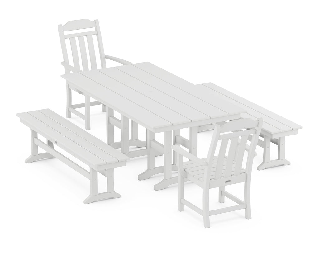 Country Living 5-Piece Farmhouse Dining Set with Benches Photo
