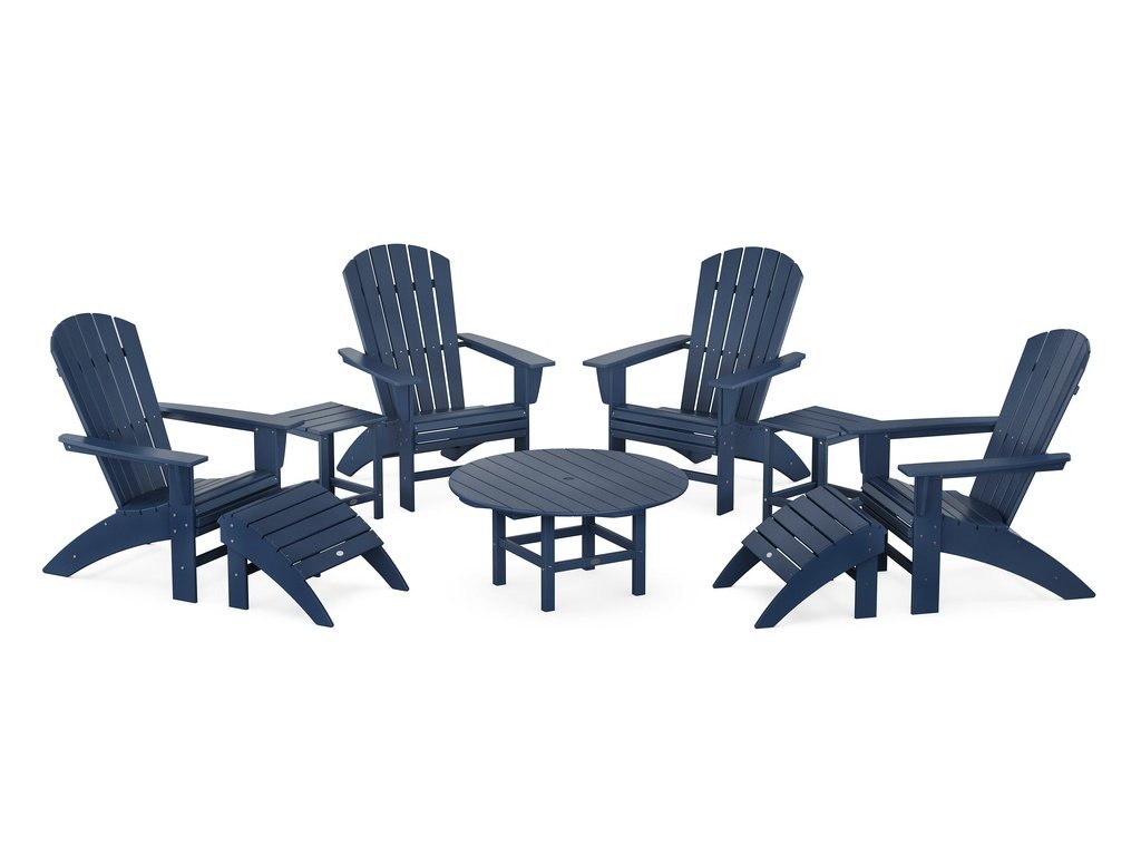 POLYWOOD Nautical Curveback Adirondack Chair 9-Piece Conversation