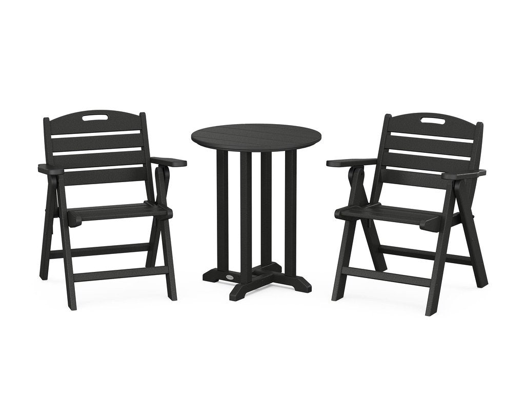 Nautical Folding Lowback Chair 3-Piece Round Dining Set Photo