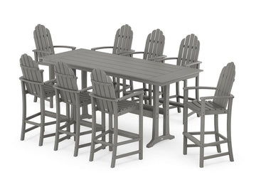 Classic Adirondack 9-Piece Farmhouse Bar Set with Trestle Legs Photo