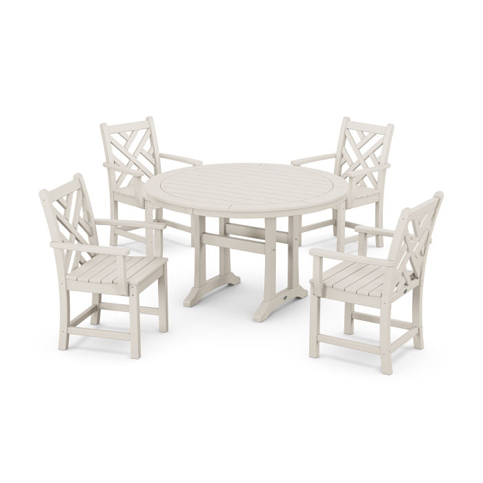 Chippendale 5-Piece Nautical Trestle Dining Arm Chair Set - Retreat Home Furniture