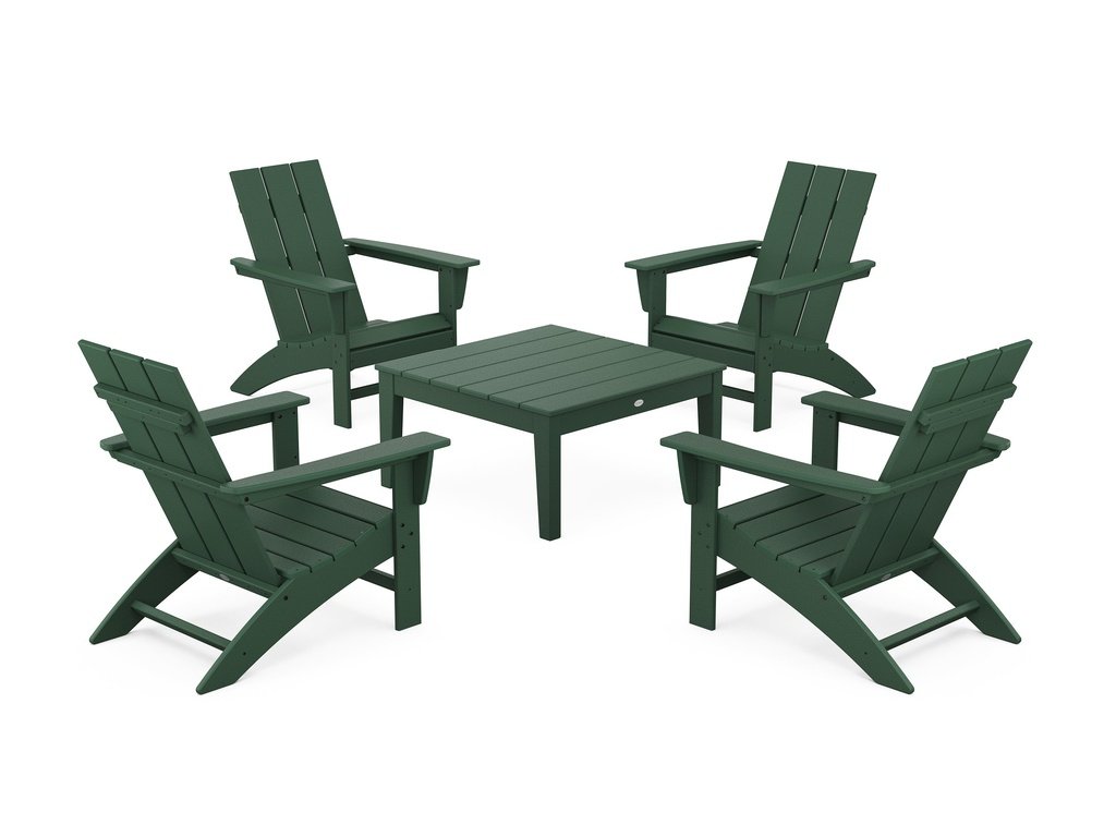 5-Piece Modern Adirondack Chair Conversation Set with 36" Conversation Table Photo