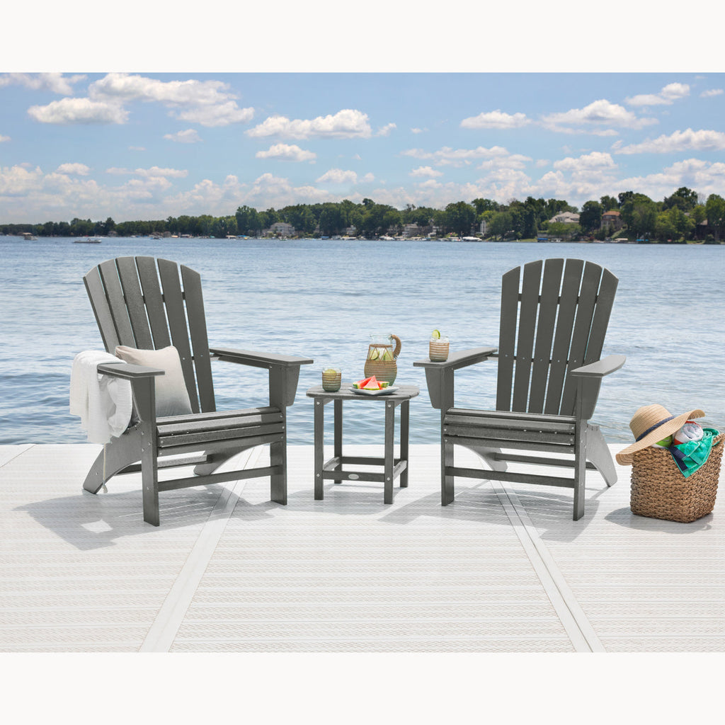 Nautical 3-Piece Curveback Adirondack Set Retreat Home Furniture
