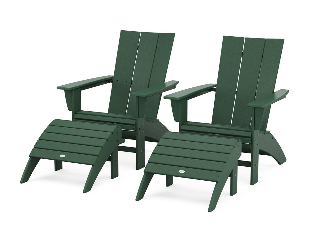 Modern Curveback Adirondack Chair 4-Piece Set with Ottomans Photo