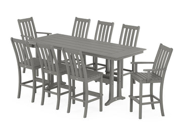 Vineyard 9-Piece Farmhouse Bar Set with Trestle Legs Photo