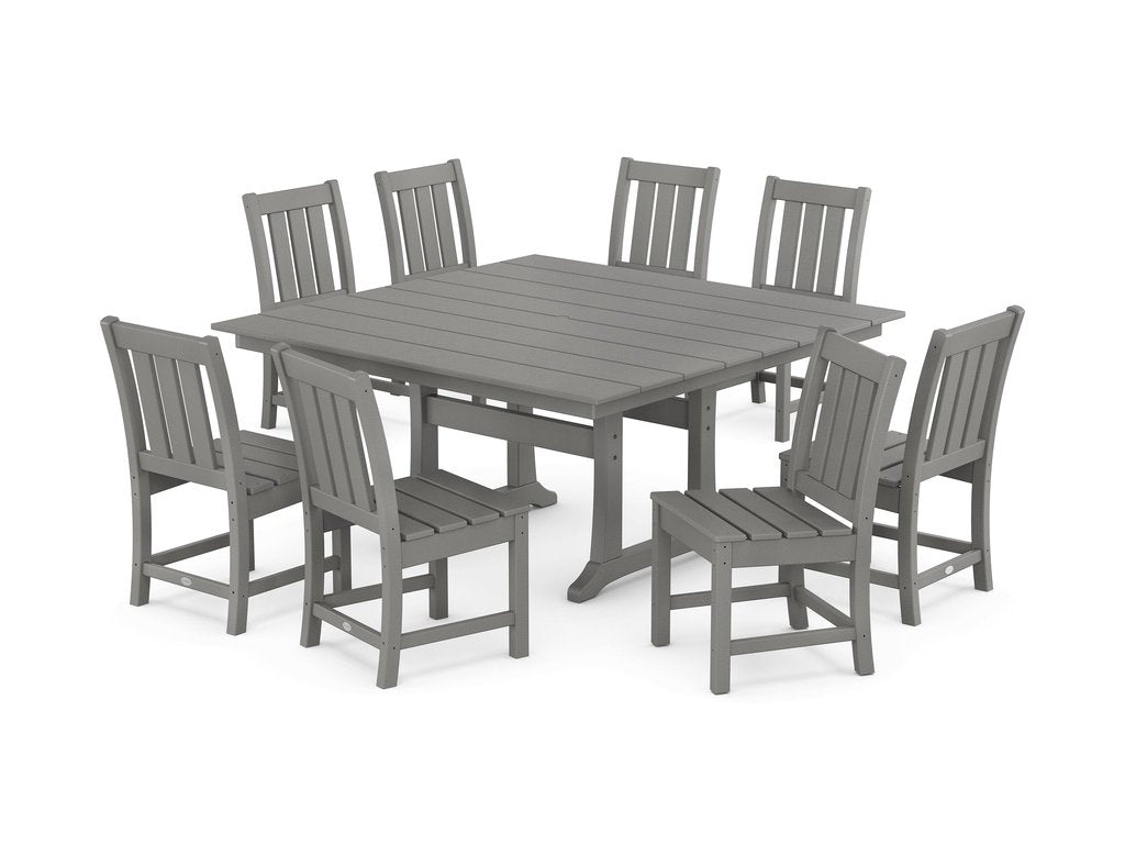 Oxford Side Chair 9-Piece Square Farmhouse Dining Set with Trestle Legs Photo