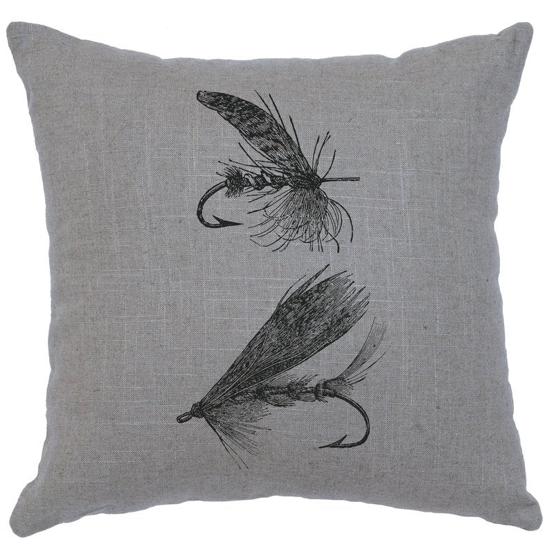 "Flies" Image Pillow - Linen Gray