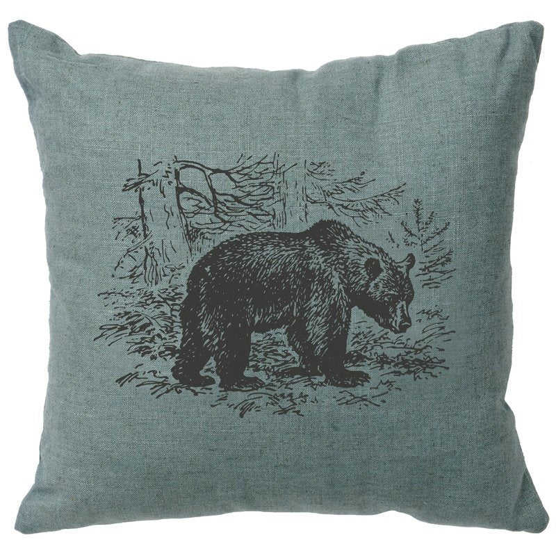 "Bear Scene" Image Pillow - Linen Ocean