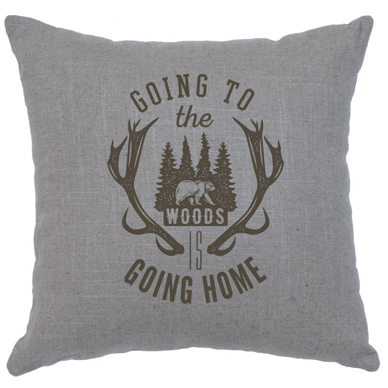 "Going to the Woods" Image Pillow - Linen Gray
