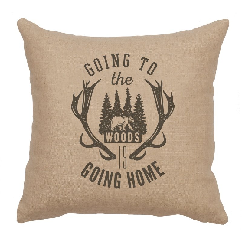 "Going to the Woods" Image Pillow - Linen Natural