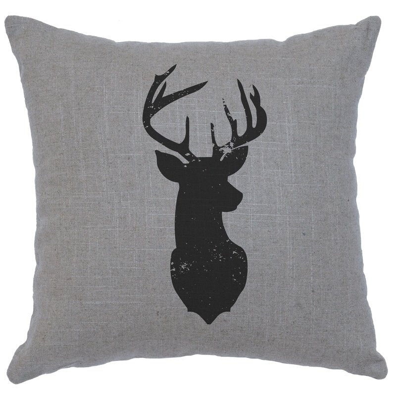 "Deer Silhouette" Image Pillow - Linen Gray