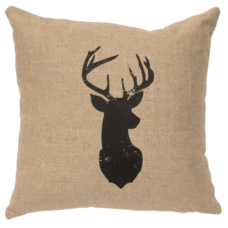 "Deer Silhouette" Image Pillow - Linen Natural
