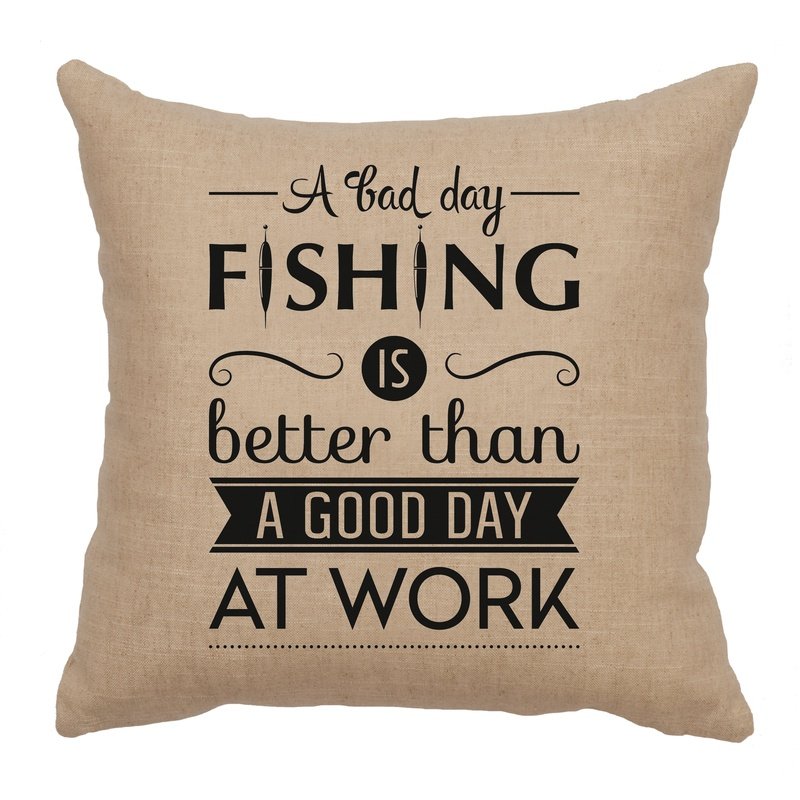 "Fishing Day" Image Pillow - Linen Natural