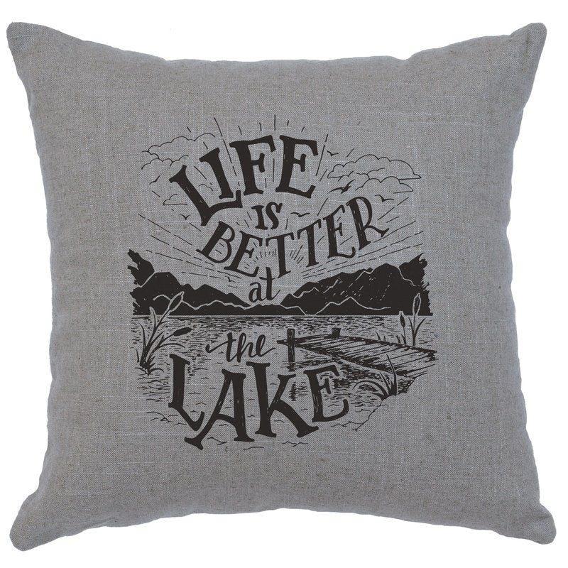 "Life is Better" Image Pillow - Linen Gray