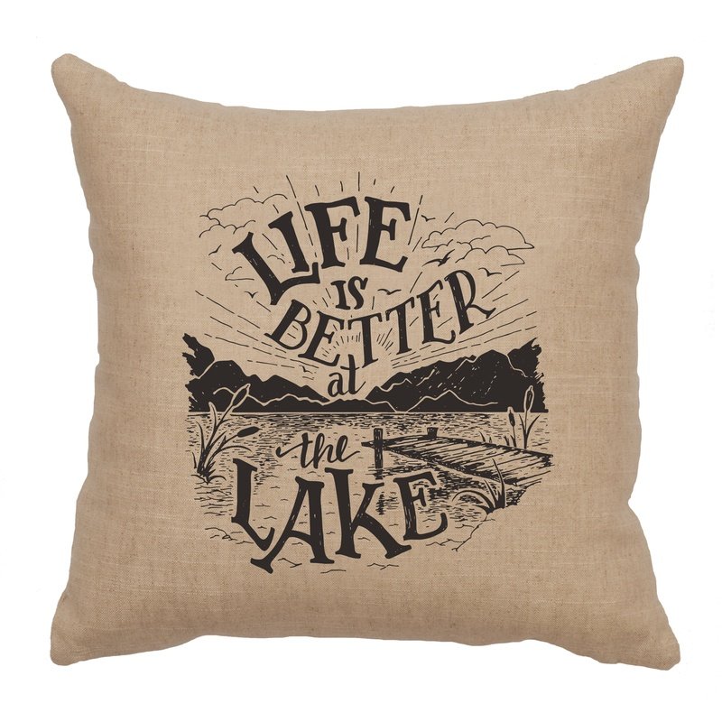 "Life is Better" Image Pillow - Linen Natural