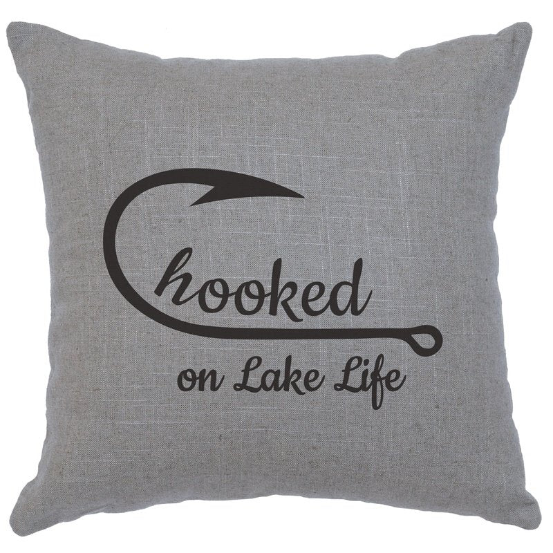 "Hooked" Image Pillow - Linen Gray