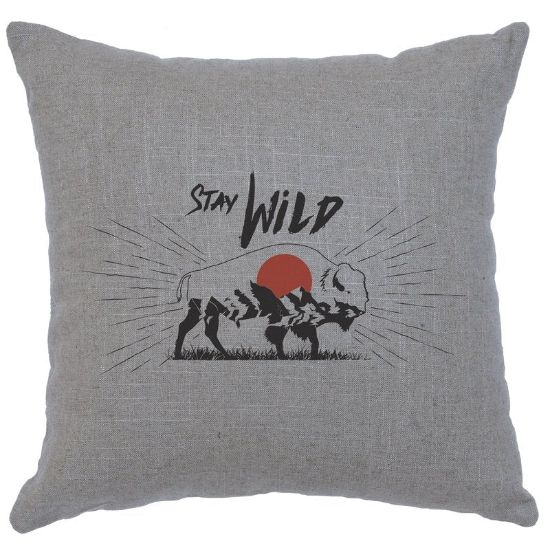 "Stay Wild" Image Pillow - Linen Gray