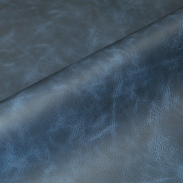 Worn Blue Leather | Leather Fabric by the yard