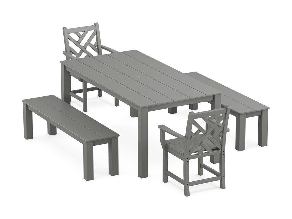 Chippendale 5-Piece Parsons Dining Set with Benches Photo